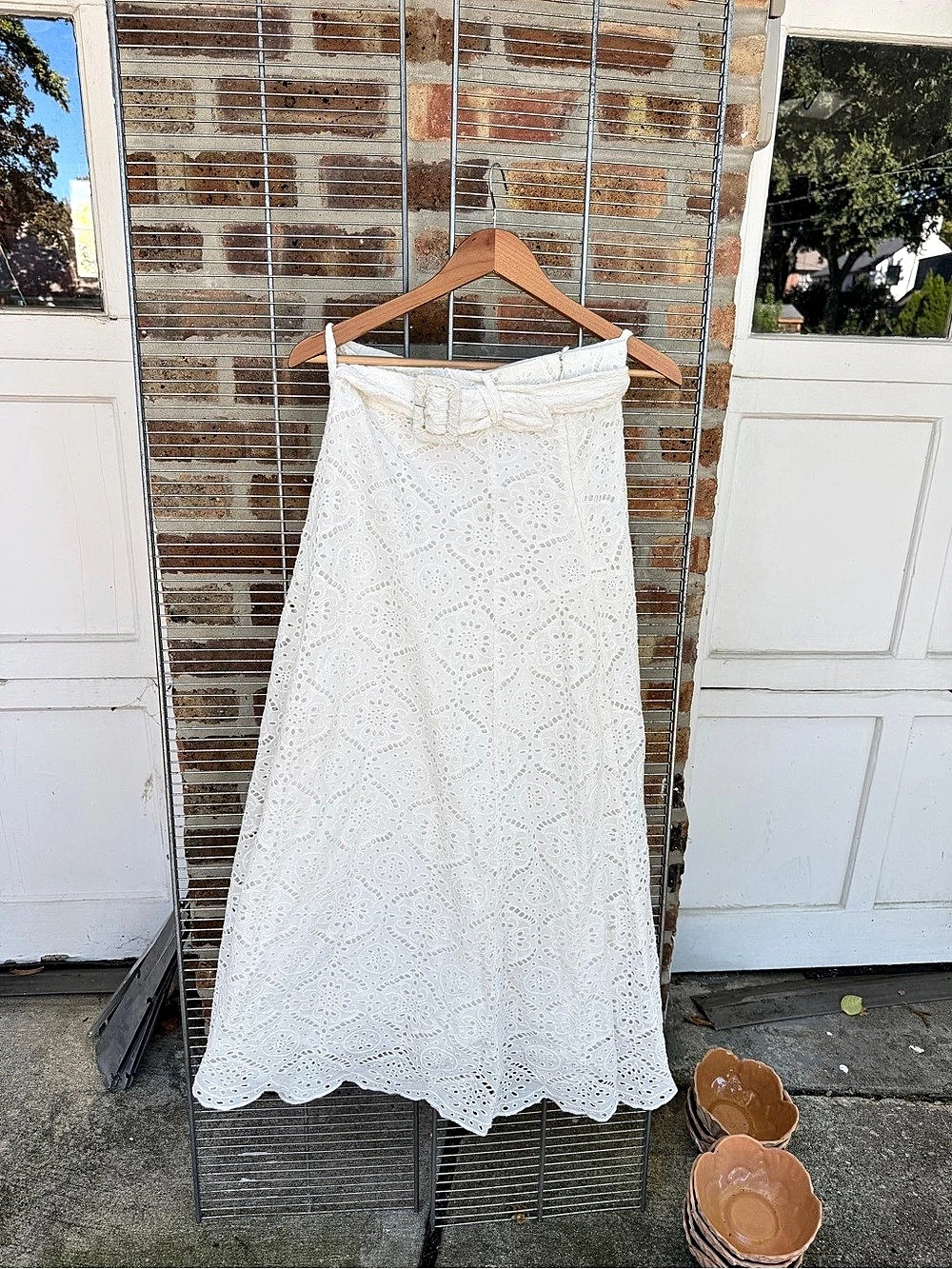 Veronica Beard Vintry Eyelet Skirt White Maxi Size 0